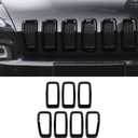 Front Grill Inserts Grille Cover Frame Trims for 2014-2018 Jeep Cherokee (black)