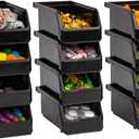 ReadySpace Small Stackable Plastic Storage Bins, 12-Pack, Black