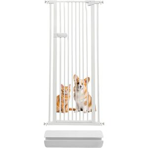 Lumizone Extra Tall Cat Gate 55.12" High Pressure Mounted Extra Wide 2025 New (17 Sizes) 1.37" Gap No Drilling Auto-Close One-Handed Operation Tall Pet Gate for Dogs(White, 26.18"-29.91"/66.5-75.5cm)