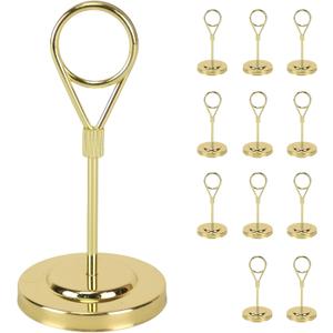 BARsics 12pcs Gold Premium Table Place Card Holders with Weighted Base Stand and Clip