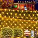 KNONEW 2-Pack 360 LEDs Christmas Net Lights 13ft x 6.6ft Outdoor Mesh Light Connectable Waterproof 8 Modes & Timer Plug-in Net Fairy Lights for Bushes Garden Party Wedding Holiday,Warm White (2*360 LED Net Lights, Warm White)