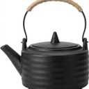 Ceramic Teapot with Stainless Steel Infuser, Heat Resistant, Herbal Tea Perfect Tea Maker, Tea Pots for Loose Tea, 25 Ounce (750 ml), Black