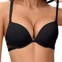 Plusexy Push Up Bras for Women Padded T Shirt Bombsell Everyday Bra Plunge Underwire Support Add a Cup (36B)