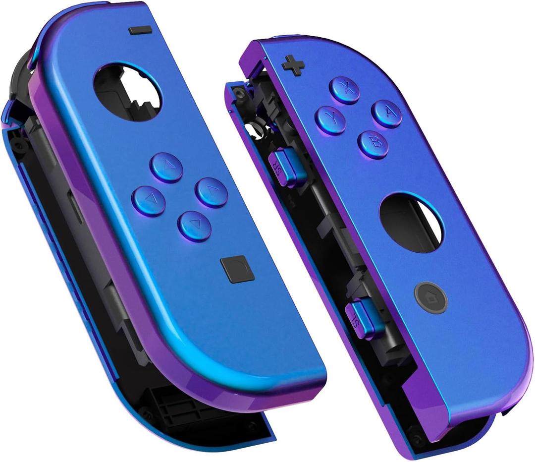 eXtremeRate DIY Replacement Shell Buttons for Nintendo Switch & Switch OLED, Chameleon Purple BlueCustom Housing Case with Full Set Button for Joycon Handheld Controller - Console Shell NOT Included