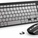 Wireless Keyboard Mouse, J JOYACCESS Sleek and Ergonomic 2.4G Wireless Keyboard and Mouse Set,Portable and Comfortable for Travel Compatible withComputer/Laptop/Windows/Mac-Black/Silver