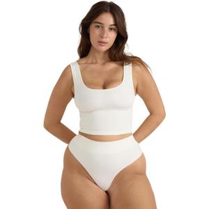 Organic Basics womens Smooth Thong Seamless Underwear (White, M)
