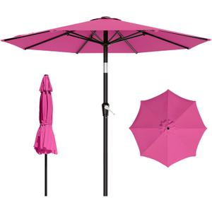 AreShark 9 FT Patio Umbrella for Outdoor, Outdoor Table Umbrella with Push Button Tilt and Crank, Outdoor Patio Umbrellas with 8 Sturdy Ribs for Market, Garden, Pool (Rose Pink)