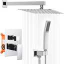 HGN 10 Inches Bathroom Luxury Rain Mixer Shower Combo Set, Wall Mounted Rainfall Shower Head System, Chrome Shower Faucet Rough-in Valve Body and Trim Included