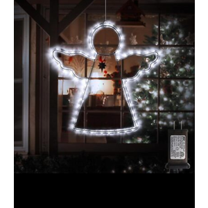 19” Angel Indoor Christmas Lights Angel Hanging Light Up Lights Mains Powered Timer Built in Outdoor Christmas Tree Lights, Angel Lights Christmas Decorations Fairy Snowflake Lights