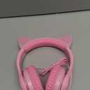 iClever Kids Headphones with Cat Ear Led Light Up, Safe Volume Limite, FunShare, Foldable, Over-Ear Headphones for Kids for School/iPad/Tablet/Travel, Meow Donut-Pink (Medium)