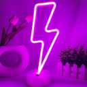 Lightning Bolt Neon Sign Purple With Base for Bedroom, USB/Battery Thunder Lamp Night Light, LED Shaped Decor for Desk Table Game Room Man Cave