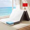 Hanherry 4 Inch Foldable Mattress Full Size, Tri-Folding Portable Memory Foam Topper Floor Bed with Storage Bag, Washable Cover for Travel, Camping, RV, Guest