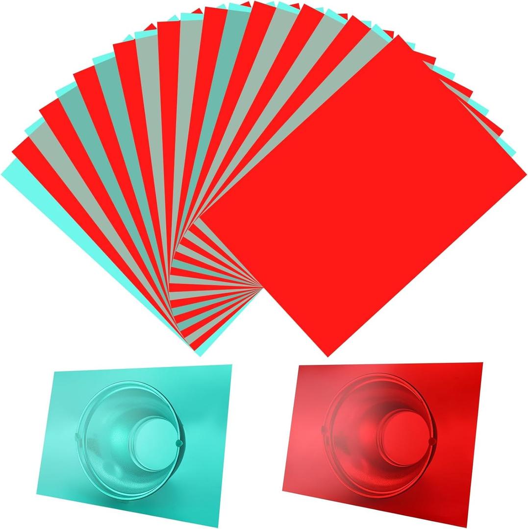30 Pieces Christmas Gel Filter Colored, Transparent Color Overlays Film Plastic Sheets for Reading, Led Light or Craft, Red and Green, 8.5X 11.7Inches