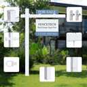 Vinyl PVC Real Estate Sign Post 6' Tall, Realtor Yard Sign Post (Connected type), 47" Arm Holds Up to 36" Sign - White (No Sign)