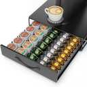 HFHOME Coffee Pod Holder Drawer Compatible with Nespresso - 40 Large or 60 Small VertuoLine Pods - Black Metal Coffee Capsule Storage Organizer for Vertuo - Coffee Capsule Holder for Kcup Home Kitchen