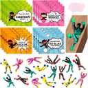 28 Packs Valentines Day Gifts Cards for Kids with Sticky Wall Climbing Men Ninja Set,Stress Relief Tricky Toys Wall Climbers for Kids Party Favor, Classroom Exchange Prizes, Valentine Greeting Cards
