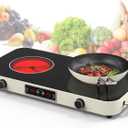 Electric Cooktop, 2200W 110V Electric burner, Electric Stove Top with 2 Handle, 2 Burner Electric Cooktop with 9 Power Settings,Knob Control Child Safety Lock & Timer.