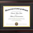 upsimples 11x14 Diploma Frame with High Definition Glass, Display 8.5x11 Certificate with Black over Gold Mat, Degree Document Frame for Wall and Tabletop, Mahogany with Gold Beads, 1 Pack