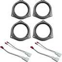 DKMUS 2 x Pairs 6.5" Car Door Speaker Adapter Plates for Toyota Venza Solara RAV4 Camry Celica Echo Corolla Highlander 4 Runner Tundra Sequoia Yaris Prius Avalon Stand Ring Kit 1 Pair + Wiring Harness