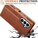 Leather Wallet Case for Samsung Galaxy Z Fold 7 with RFID Blocking Card Holder for Business Men Women Brown, Retro Waxed Leather Shockproof Folio Wallet Case Protective Phone Cover for Z Fold7
