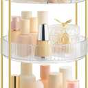 SONGMICS Makeup Organizer, 3-Tier Round Rotating Skincare Organizer Countertop, Customizable, Toiletries Vanity Organizer, Lazy Susan, Gift, Transparent UJKA011W02