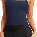 LASLULU Womens Sexy Halter Sports Bra Workout Tops Sleeveless Tank Tops (Blue, XL)