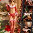 RSLOVE Women Christmas Thigh High Stockings Sexy Santa Fishnet Lingerie Red Hosiery Pantyhose (One Size)