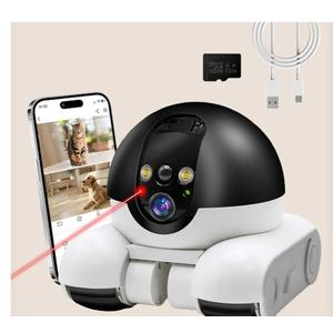 DreamBee Security Indoor Camera 1080P Dual Lens,Robot Camera on Wheels Movable with 2-Way Talk,Distance Bot with Night Vision,Blinky Bot App Control for Home Security/Cats/Dogs/Baby/Elderly
