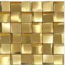 3D Wall Panels Golden 2x2 Metal Mosaic Tile Sheets Backsplash Accent Wall Gold Dcor [5 Sheets] (12x12 inches)