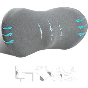 kasney Lumbar Support Pillow, Memory Foam Lumbar Pillow for Lower Back Pain Relief, Back Support Pillow for Office Chair, Car Seat - Dark Gray