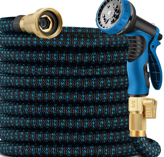 100 ft Expandable Garden Hose - Ultra Flexible,Durable Collapsible Latex Core & Solid Brass Fitting, No Kink-Free Expanding Garden Pipes Hose - RV, Gardening Marine and Camper Water Garden Hoses