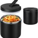 19oz Insulated Vacuum Food Jar with Buckle Lid Wide Mouth Soup Thermo for Hot Food Kids Leakproof Stainless Steel Lunch Container- Black-1Pack