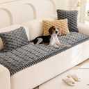 Couch Cover for Dogs Fuzzy Sofa Covers for Pet, Geometric Jacquard Coral Pet-Friendly Washable Non-Slip Sofas Slipcover Cushion Protector Pets Mat Dog Bed Mats (27.6" x 82.7", Dark Dim Gray)