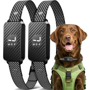 Dog Bark Collar for Large Medium Small Dogs, Effective No-Bark Collar, Smart Barking Collar, Rechargeable Bark Collar with 7 Sensitivity, 3 Modes, IP67 Waterproof, Black, 2 Pack