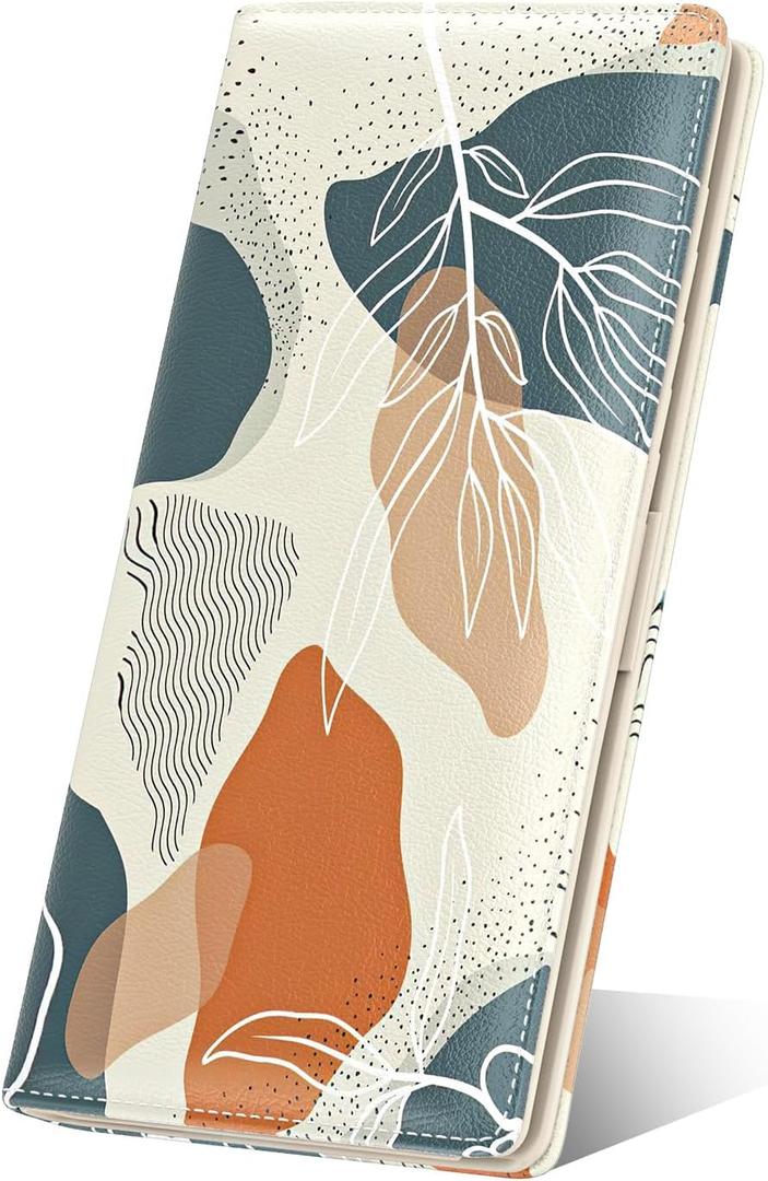Nipichsha Womens Wallet, RFID Slim Wallets for Women, Thin Ladies Credit Card Holder Purse, Cute Leather Bifold Clutch Billfold with 11 Card Slots & ID Window, Abstract Boho Leaf