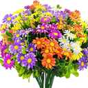 10 Bundles Artificial Daisies Plastic Flowers Outdoor UV Resistant Fake Daisy Faux Plants for Home Window Box Garden Planter Indoor Outside Decorations (Multi-Color)