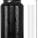 32 oz Halloween Tumbler 3d-Printed Black Cat Tumblers Insulated Water Bottle with Straws and Flip Lid Stainless Steel Goth Cup Spooky Gifts for Men Women