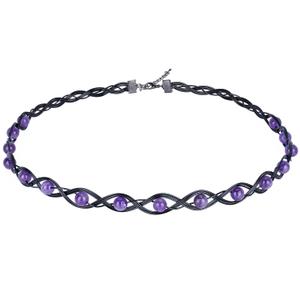 Handmade Amethyst Braided Crown Fairy Elven Circlet Viking Healing Crystal Headband Tiara for Women Men Renaissance Cosplay Headpiece for Gift Wedding Prom Quinceanera Meditation