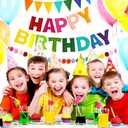 CANREVEL Pre-Strung 3D Rainbow Happy Birthday Banner, 3 PCS Happy Birthday Felt Sign, Pom Pom Garland, Triangle Fabric Bunting, Colorful Reusable Birthday Decorations for Women Men Girls Boys, Multi