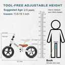 SEREED Toddler Balance Bike 2 Year Old, No Pedal Kids Toy Bike for 2-5 Years Old, Tool-Free Adjustment, Gift for 2-3 Boys Girls, Customize Plate with 3pcs Stickers (White)