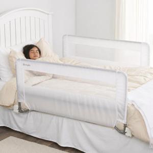 Regalo Safety Double-Sided Swing Down Bed Rail Guard (2-Pack), Toddler Bed Rail for Twin to Queen Beds, Extra Long 43, Reinforced Anchor System, Easy Install, White