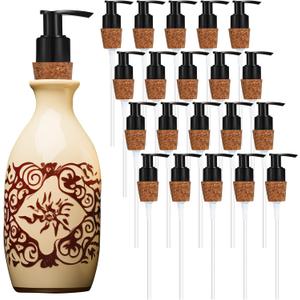 Tioncy 20 Pcs Soap Dispenser Pump with Cork Stopper Easy Press in Replacement Soap Pump Dispenser for Bottles Mason DIY Soap Lotion Jars (Black)