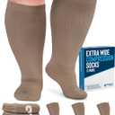 Doctor's Select 3 Pairs Plus Size Compression Socks Wide Calf - Up to 6XL | 20-30 mmHg Compression Socks for Women Wide Calf (XX-Large)