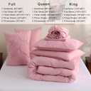 DOWNCOOL 7 Pieces Pink Queen Comforter Set, Pintuck Pinch Pleat Bed in a Bag, Soft Microfiber All Season Bedding Set for Bedroom with Sheets, Pillowcases & Shams
