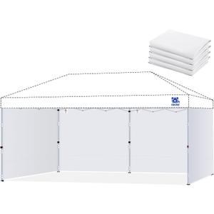 Fanpat 10x20ft Canopy Sidewalls fit 10x20ft Pop Up Tent, Waterproof 99% UV Protection Privacy Enclosure for Outdoor Events and Party, White (4Pcs Sidewalls Only, Frame and Top Not Included)