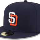New Era MLB 59FIFTY Cooperstown Authentic Collection Fitted On Field Game Cap Hat (7 5/8, San Diego Padres Navy Cooperstown)