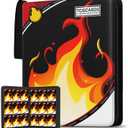 Trading Card Binder 9 PocketCard Binder 900 Pockets Card Book Holder Cards with 50 Removable Sleeves3-Ring Zip Design MTG/TCG/Sport Collectible Trading Card Albums Gifts for Boys and Girls (Fire) (Large, Red1)