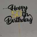 50th Happy birthday cake topper happy birthday cake decoration 50th birthday party decoration gift plugin (50) Black gold