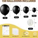 2 x JOYIN 150 Pcs Black Balloons, Different Sizes 18 12 10 5 Inch Black Latex Balloon Arch Kit with Instruction for Birthday Party Graduation Wedding Holiday Decoration