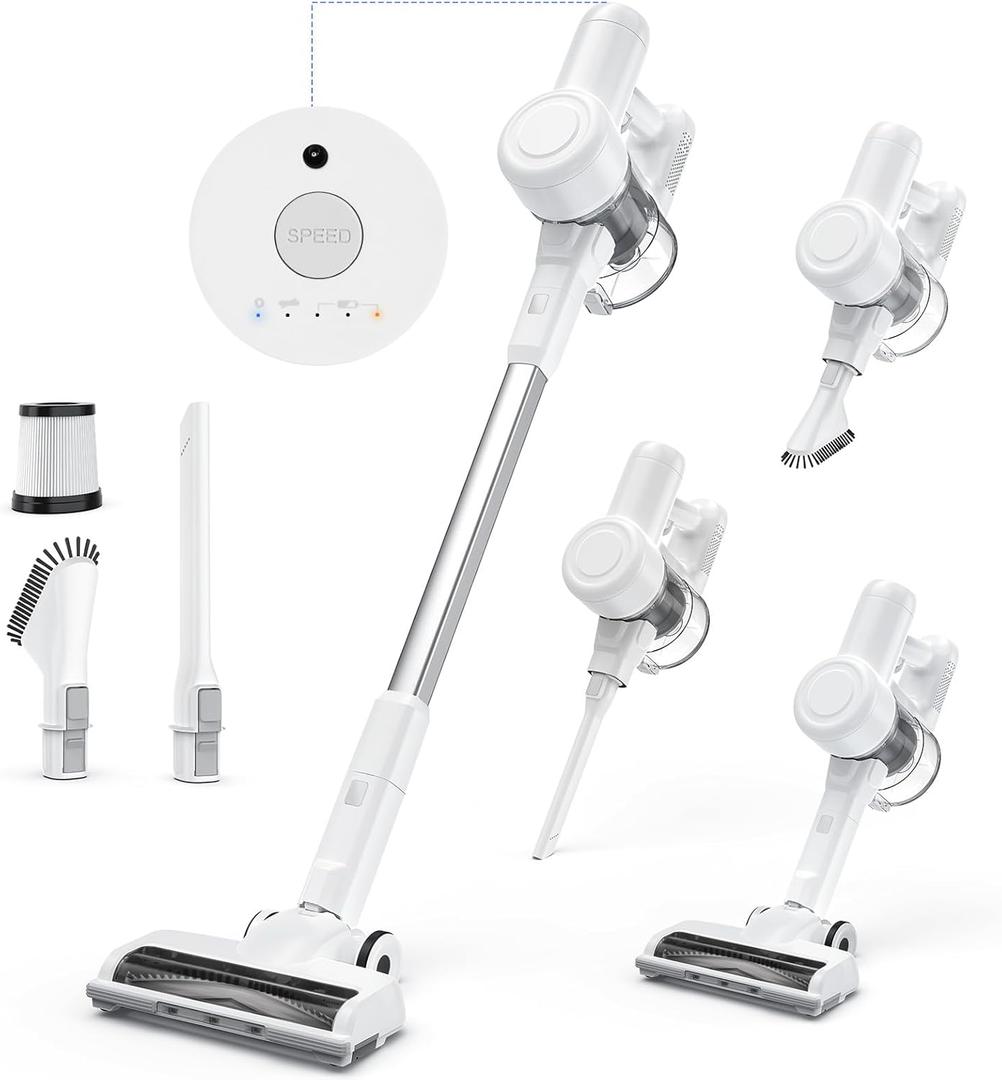 DUMOS Cordless Vacuum Cleaner, 24Kpa Lightweight Stick Vac Handheld Electric Rechargeable with LED, Up to 45 Minutes, Powerful Suction, Versatile for Carpet, Hard Floor, Pet Hair